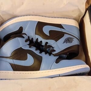 Jordan Men's Light Blue and Black AJ1s